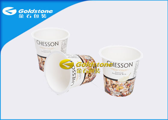 Automatische bildende Plastikjoghurt-Schalen mit gebogene Oberflächen-Logo-Drucken